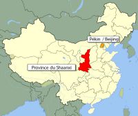 Localisation de la région du Shaanxi, Chine